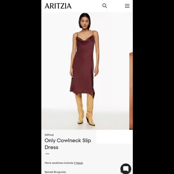 ❤️ ARITZIA Spiced Burgundy (Bordeaux Wine) - M - Only Cowl Slip - COWLNECK DRESS - Picture 1 of 16